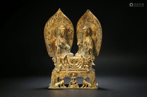 Double Gilt Bronze Buddha Statues of the Northern Wei