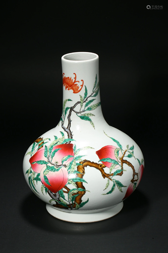 Famille rose celestial vase with peach pattern Qing