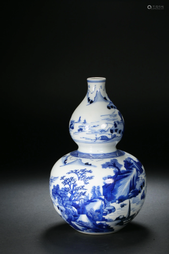 Blue and white gourd bottle Qing Dynasty