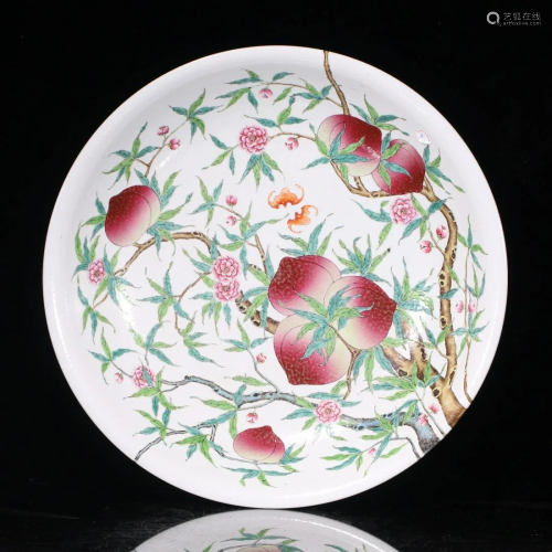 A CHINESE FAMILLE ROSE FLOWERS & PEACHES PORCELAIN