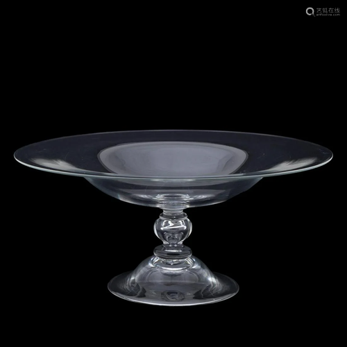 STEUBEN GLASS CENTERPIECE WIDE FOOTED BOWL