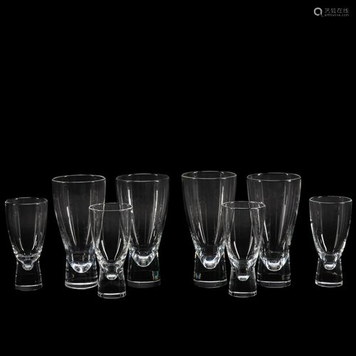 8 STEUBEN COLORLESS HIGHBALL & WINE GLASSES