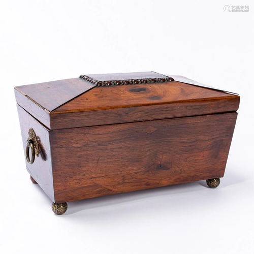 19TH C. ENGLISH REGENCY ROSEWOOD TEA CADDY