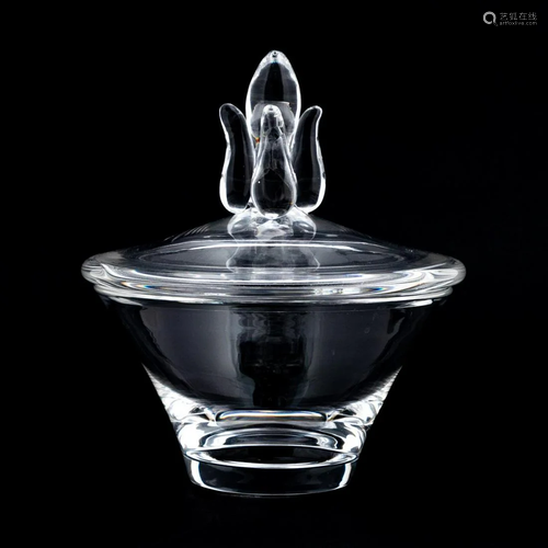 STEUBEN CRYSTAL LIDDED CANDY BOWL