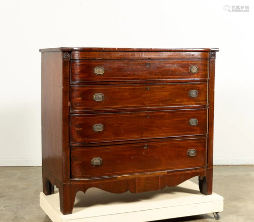 19TH C. BRITISH INLAID MAHOGANY FOUR-DRAWER CHEST