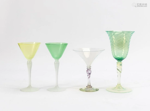 GROUP, CARDER STEUBEN COLORED STEMWARE, 4PCS