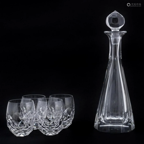 MOSER & STEUBEN CRYSTAL BARWARE, 5PCS