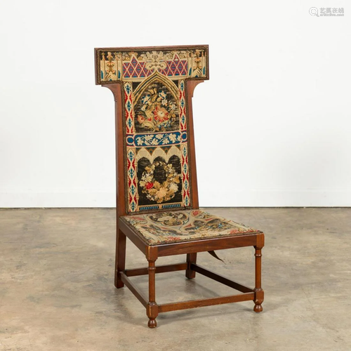 VICTORIAN PRIE DIEU GOTHIC NEEDLEPOINT CHAIR