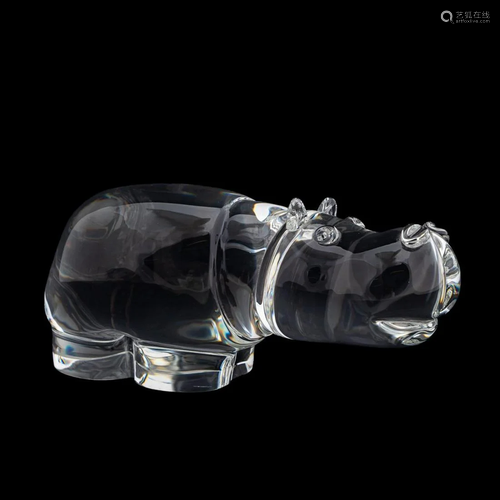 STEUBEN CRYSTAL HIPPOPOTAMUS FIGURINE