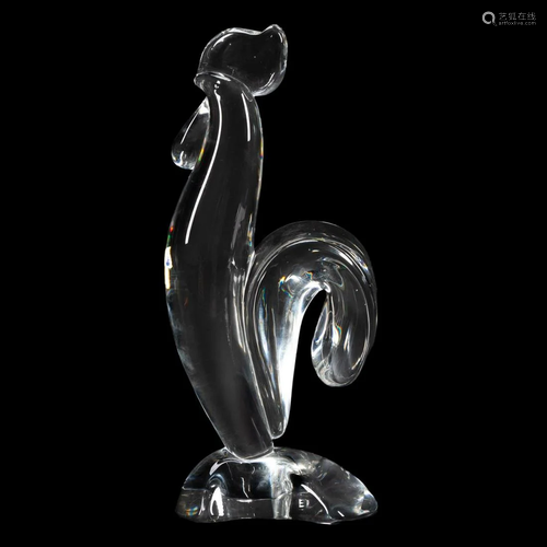 STEUBEN CRYSTAL ROOSTER FIGURINE, DONALD POLLARD