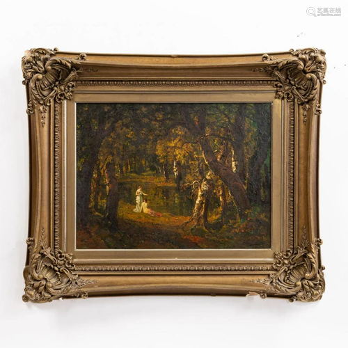 FRANCOIS MAURY, NUDES IN LANDSCAPE, GILTWOOD FRAME