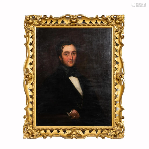 19TH C. BRITISH SCHOOL, GENTLEMAN, GILTWOOD FRAME