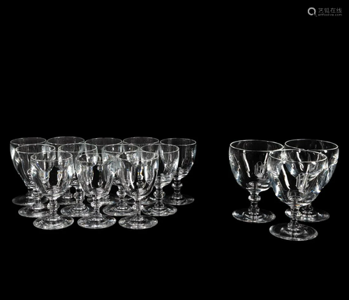 SET, 15 STEUBEN CRYSTAL WHITE WINE & WATER GOBLETS