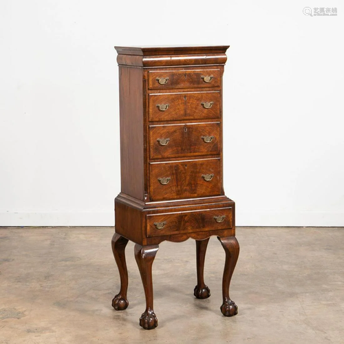 GEORGE II STYLE DIMINUTIVE WALNUT CHEST ON STAND