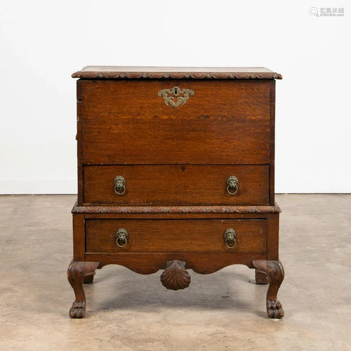 L. 19th C. GEORGIAN STYLE OAK TWO-DRAWER CHEST