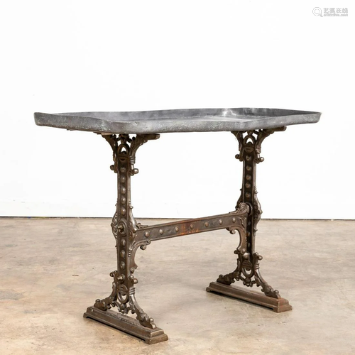 19TH C. GASKELL & CHAMBERS ZINC TOP MARKET TABLE