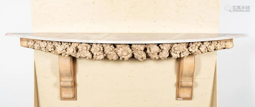 GRINLING GIBBONS STYLE WOOD & MARBLE TOP CONSOLE