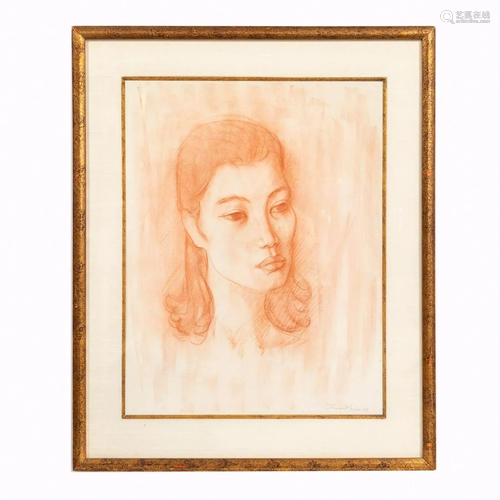 THEO MEIER, PORTRAIT DRAWING OF A LADY, 1968