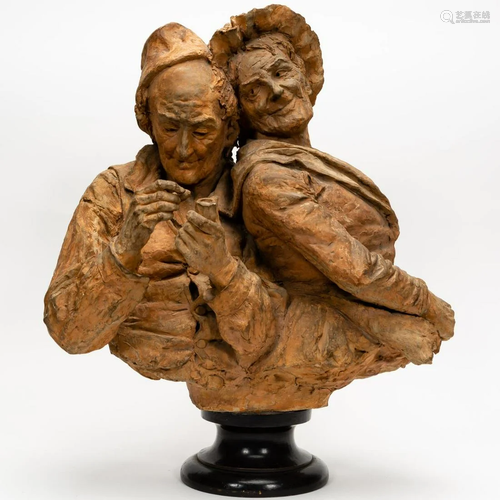 FRENCH SCHOOL TERRACOTTA SCULPTURE, TWO FIGU…