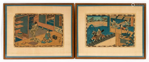 2 PCS, UTAGAWA KUNISADA, JAPANESE WOODBLOCKS