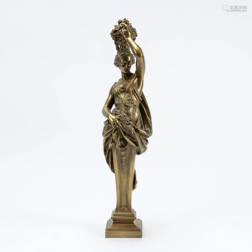 CONTINENTAL ART NOUVEAU GILT BRONZE SCULPTURE