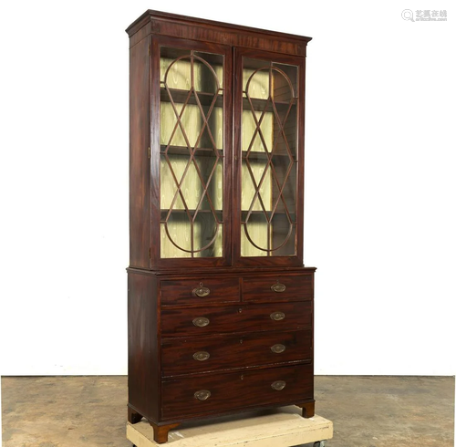 L.19TH/ E.20TH C. GEORGIAN STYLE MAHOGANY BOOKCASE