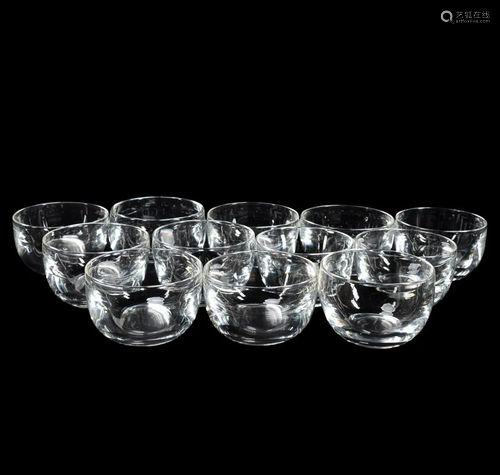 SET OF 12 STEUBEN COLORLESS CRYSTAL FINGER BOWLS