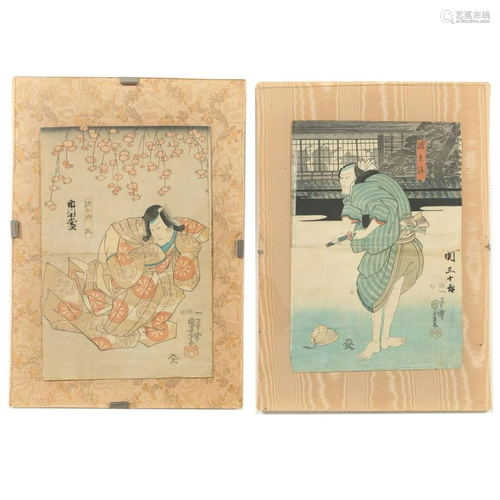 PAIR, UTAGAWA KUNIYOSHI COLOR WOODBLOCK PRINTS