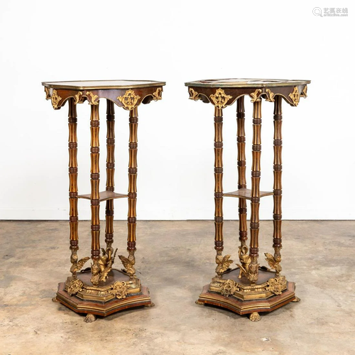 PAIR, NAPOLEON III STYLE BRONZE MOUNTED PEDESTALS