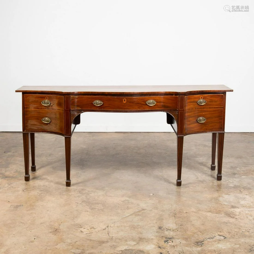 GEORGE III STYLE MAHOGANY SERPENTINE SIDEBOARD