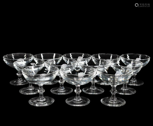 SET OF 12 STEUBEN COLORLESS CRYSTAL COUPE GLASSES