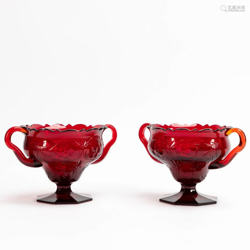 PR., CARDER STEUBEN SELENIUM RED SUGAR BOWLS, 811