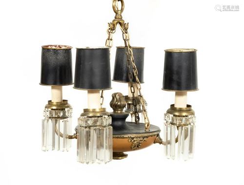 E. 20TH C. FOUR-LIGHT EMPIRE TOLE CHANDELIER