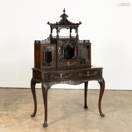 ENGLISH CHINESE CHIPPENDALE STYLE VITRINE ON STA…