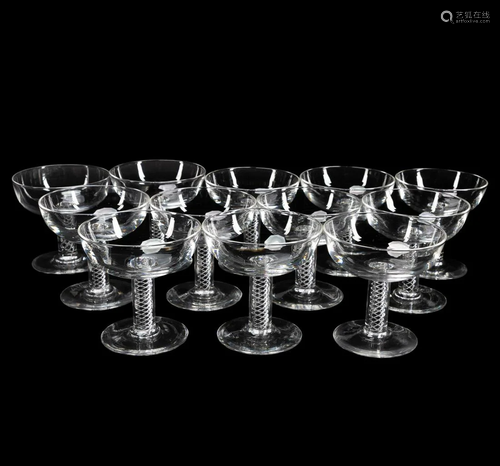 SET, 12 STEUBEN CRYSTAL COUP / SHERBET STEMWARE