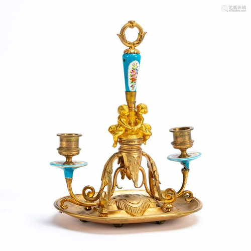 19TH C. SEVRES STYLE GILT BRONZE CANDLESTICK