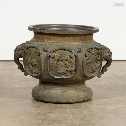 LARGE JAPANESE CAST BRONZE PLANTER