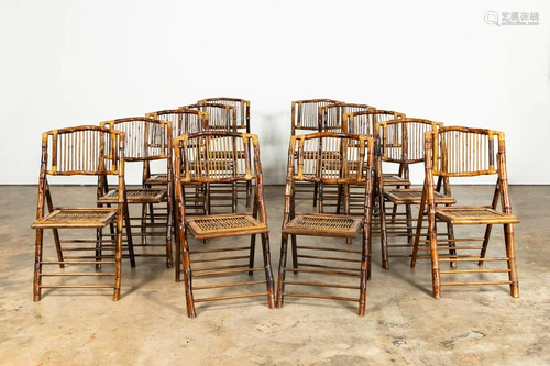 SET, TEN FOLDING BAMBOO SIDE CHAIRS