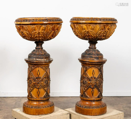 PAIR, LARGE RENAISSANCE REVIVAL GARDEN URNS