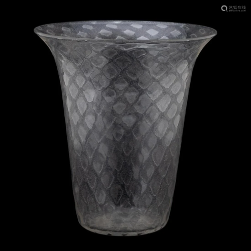 MURANO STYLE HAND-BLOWN COLORLESS GLASS VASE