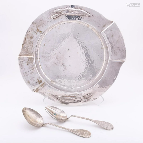 3PC HAMMERED SILVERPLATE SALAD SET WITH SERVERS