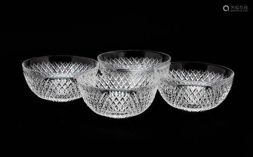 SET, FOUR HAWKES CUT GLASS FINGER BOWLS