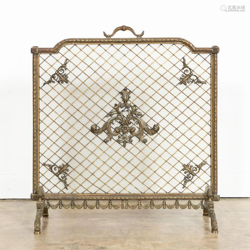 20TH C. LOUIS XVI STYLE BRONZE FIREPLACE SCREEN