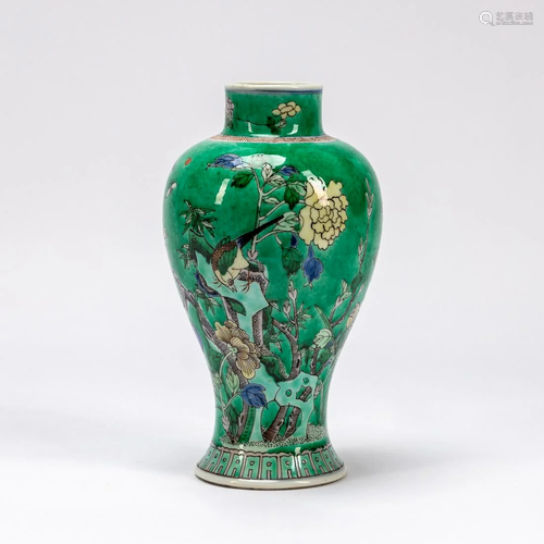 CHINESE TURQUOISE GLAZED FLORAL MEIPING VASE