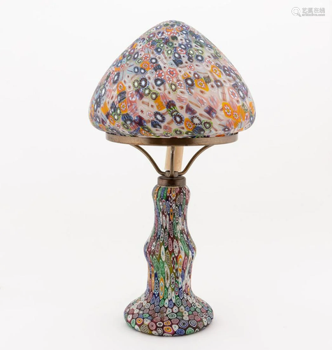 MILLEFIORI GLASS MUSHROOM FORM TABLE LAMP