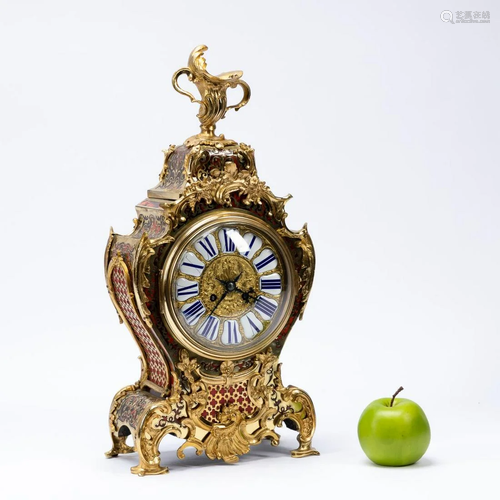 19TH C. LOUIS XV STYLE GILT BOULLE BRACKET CLOCK