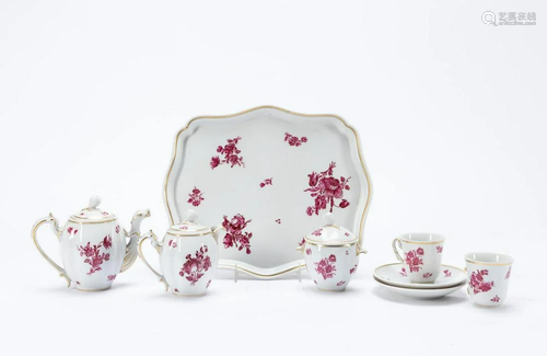 8PC RICHARD GINORI PINK FLORAL DEMITASSE SET