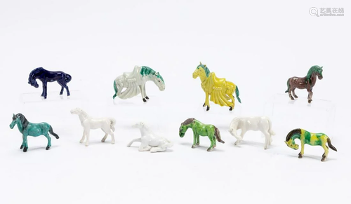 GROUP, 10 CHINESE EXPORT MINIATURE GLAZED HORSES