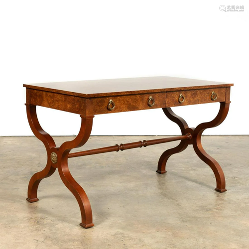 BAKER BURLED WOOD REGENCY STYLE WRITING DESK