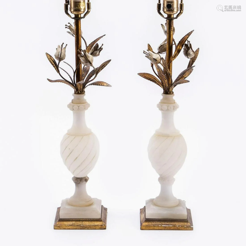 PR., MID-20TH C. ITALIAN ALABASTER & TOLE LAMPS